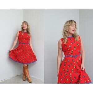 1970's Vintage Hay Pence Confetti Day Dress ~ Women's SM MD ~ 70's Day Retro